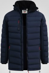 D555 Workington Gepolsterte Jacke mit Kapuze und Sherpafutter Marineblau