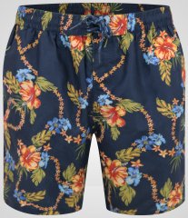D555 Dawson AO Badeshorts mit Hawaii-Druck Marineblau