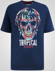 D555 Linton T-shirt mit Mehrfarbigem Totenkopfdruck Marineblau