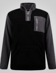D555 Daly Quarter Zip Fleece Sweatshirt Schwarz/Grau