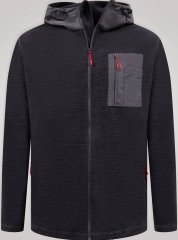 D555 Damien Micro Fleece Zip Through Hoody Schwarz/Grau