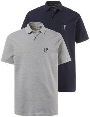 JP1880 704317 Poloshirt Doppelpack Dunkelblau/Grau meliert