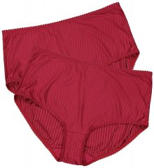 Ulla Popken 800279 Gestreifte Slips 2er-Pack Weinrot