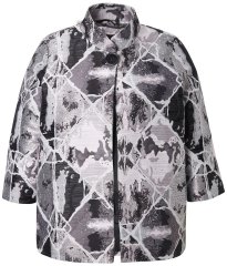 Ulla Popken 816673 Oversize-Jacquardblazer mit 3/4-Ärmeln Schwarz