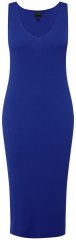 Ulla Popken 817591 Strickkleid mit V-Ausschnitt Blau