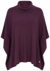 Ulla Popken 820620 Poncho-Pullover mit Rollkragen Pflaume