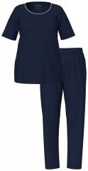 Ulla Popken 821244 Pyjama mit Punkten Dunkelblau