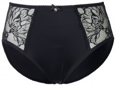Ulla Popken 822864 Geblümte Slips mit Spitze Schwarz