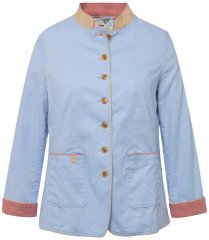 Ulla Popken 823538 Blazer aus Leinenmix mit Stehkragen Hellblau