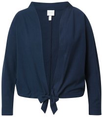 Ulla Popken 827116 Bolero mit Stehkragen aus Leinenmix Dunkelblau