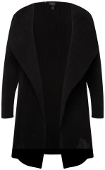 Ulla Popken 830749 Offener plissierter Blazer mit breitem Revers Schwarz