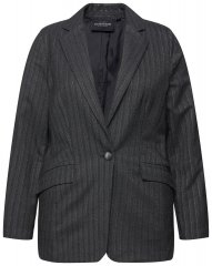 Ulla Popken 832935 Blazer mit Fischgratmuster und Metallic-Glanz Grau