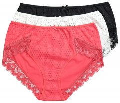 Ulla Popken 837080 Slips mit hoher Taille und Spitze 3er-Pack Rosa