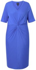 Ulla Popken 838765 Kurzärmliges Jerseykleid mit V-Ausschnitt Graublau