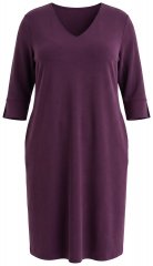 Ulla Popken 841952 Sweatkleid mit 3/4-Ärmeln Pflaume