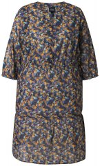 Ulla Popken 842936 Gestreiftes Kleid mit 3/4-Ärmeln Dunkelblau
