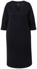 Ulla Popken 843326 Sweatkleid mit 3/4-Ärmeln Schwarz