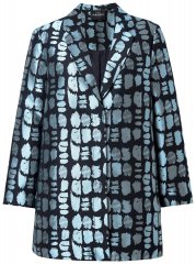 Ulla Popken 843937 Gemusterter Strukturblazer Dunkelblau