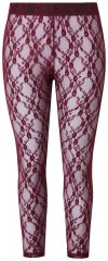 Ulla Popken 844543 Strumpfhose mit Spitze Weinrot