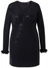 Ulla Popken 845145 Paillettenkleid Schwarz