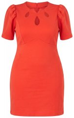 Ulla Popken 845150 Kurzärmliges Bodycon-Kleid Rot