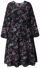 Ulla Popken 845287 Gemustertes Midikleid Schwarz