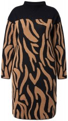 Ulla Popken 845378 Strickkleid mit Animal-Print Beige