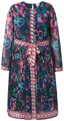 Ulla Popken 845649 Geblümtes Chiffonkleid Dunkelblau