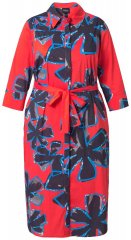 Ulla Popken 846164 Geblümtes Hemdblusenkleid Rot