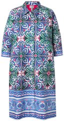 Ulla Popken 846952 Geblümtes Hemdblusenkleid Weiß