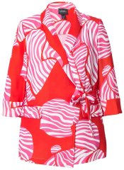 Ulla Popken 847275 Gestreifter Blazer in Wickeloptik Rot