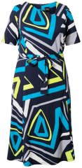 Ulla Popken 847324 Gemustertes Midikleid Dunkelblau