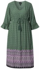 Ulla Popken 847798 Midikleid in A-Linie mit V-Ausschnitt Dunkelgrün