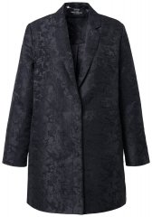 Ulla Popken 848099 Geblümter Jacquardblazer mit verdeckter Knopfleiste Schwarz