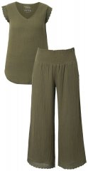 Ulla Popken 848131 Pyjama mit Spitze Oliv