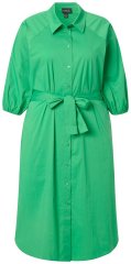 Ulla Popken 848159 Hemdblusenkleid mit Bindegürtel Grün