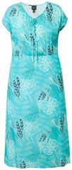 Ulla Popken 848696 Gemustertes Midikleid mit V-Ausschnitt Türkis