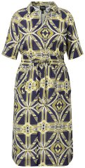 Ulla Popken 848789 Gemustertes Midikleid mit Taschen Dunkelblau
