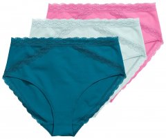 Ulla Popken 848803 Slips mit Spitze 3er-Pack Petrol