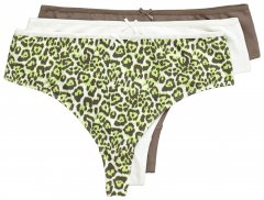 Ulla Popken 848826 Strings mit Animal-Print 3er-Pack Taupe