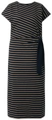 Ulla Popken 848921 Gestreiftes Jerseykleid mit Bindegürtel Schwarz