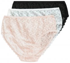 Ulla Popken 849194 Geblümte Slips mit Spitze 3er-Pack Schwarz