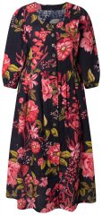Ulla Popken 849593 Geblümtes Hemdblusenkleid Dunkelblau