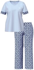 Ulla Popken 849850 Pyjama mit Karomuster Hellblau