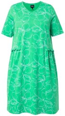 Ulla Popken 850204 Kurzärmliges Jerseykleid mit V-Ausschnitt Grün