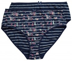 Ulla Popken 850538 Geblümte Slips aus Bio-Baumwolle 2er-Pack Dunkelblau