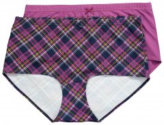 Ulla Popken 851071 Karierte Slips aus Bio-Baumwolle 2er-Pack Violett