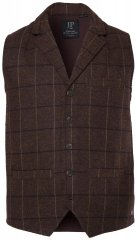 JP1880 851395 Karierte Tweedweste mit Stretch Dunkelbraun