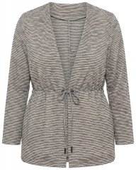 Ulla Popken 852086 Gestreifte Jacke mit Tunnelzug Taupe