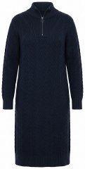 Ulla Popken 852121 Langärmliges Strickkleid mit Rollkragen Dunkelblau
